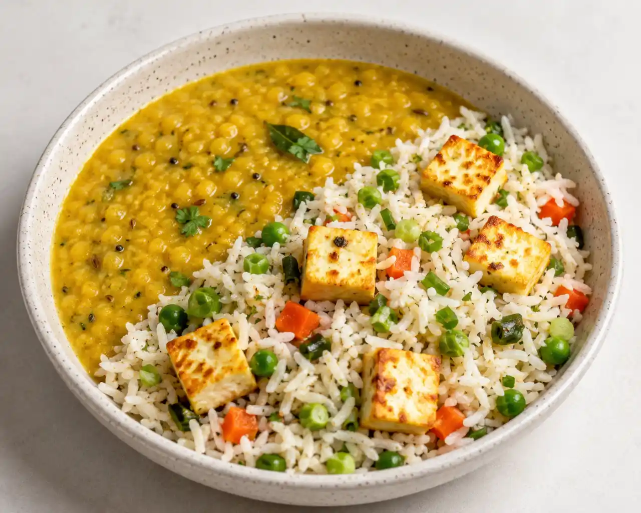 Rice Paneer Dal bowl